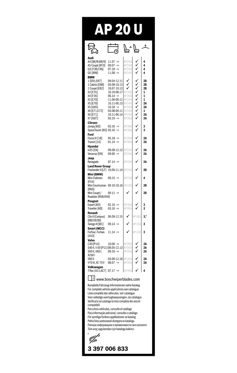 Bosch Ruitenwisserblad 3 397 006 833