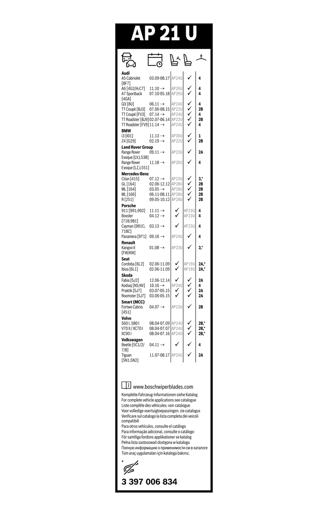Bosch Ruitenwisserblad 3 397 006 834