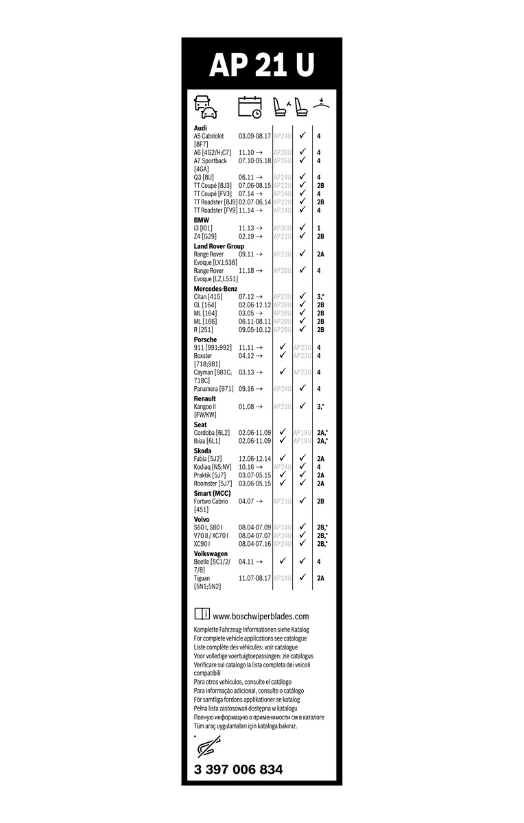 Bosch Ruitenwisserblad 3 397 006 834