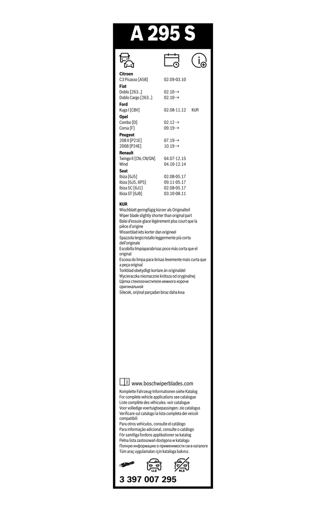 Bosch Ruitenwisserblad 3 397 007 295