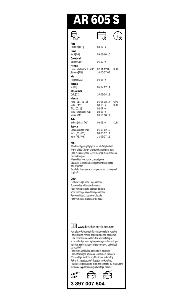 Bosch Ruitenwisserblad 3 397 007 504