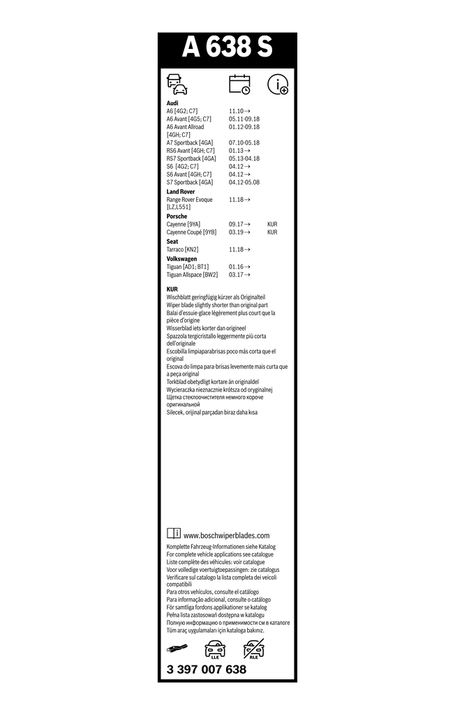 Bosch Ruitenwisserblad 3 397 007 638