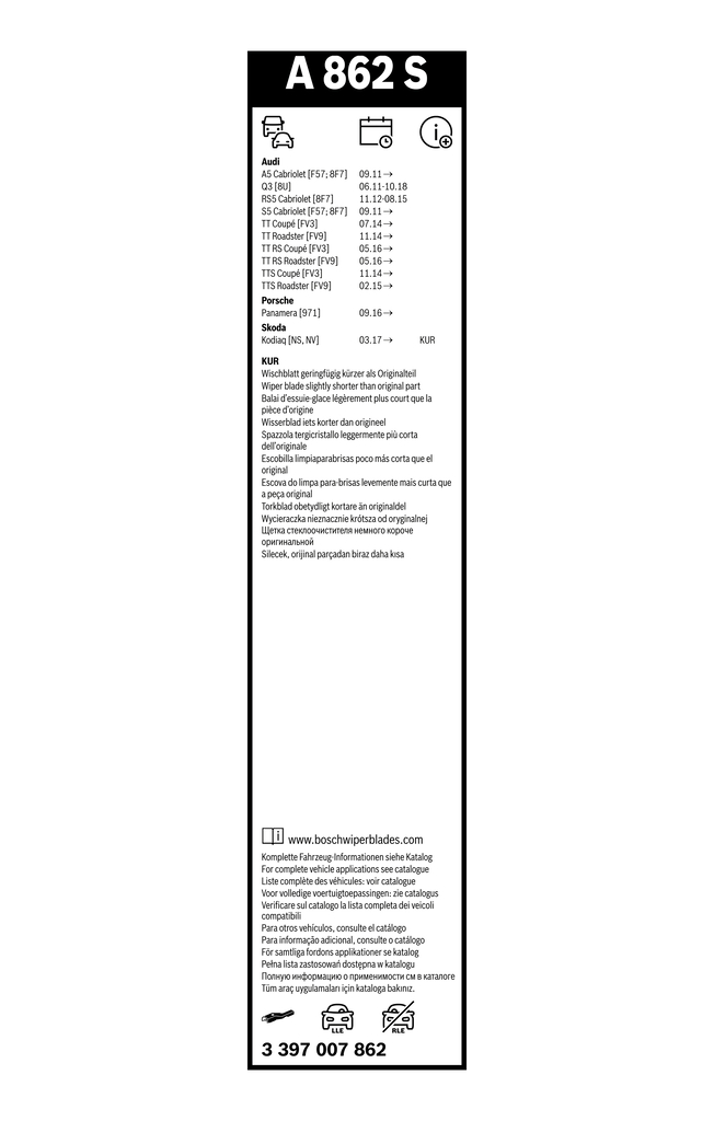 Bosch Ruitenwisserblad 3 397 007 862