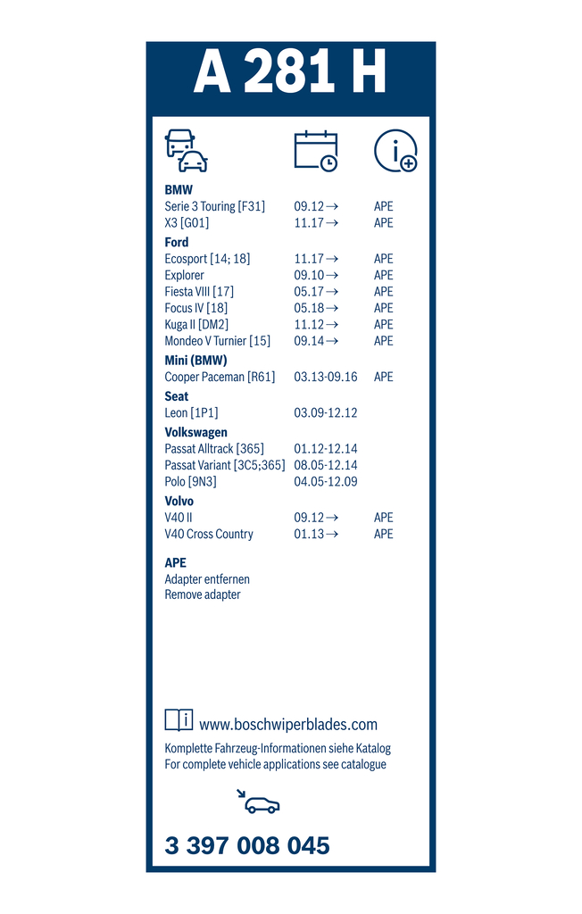 Bosch Ruitenwisserblad 3 397 008 045