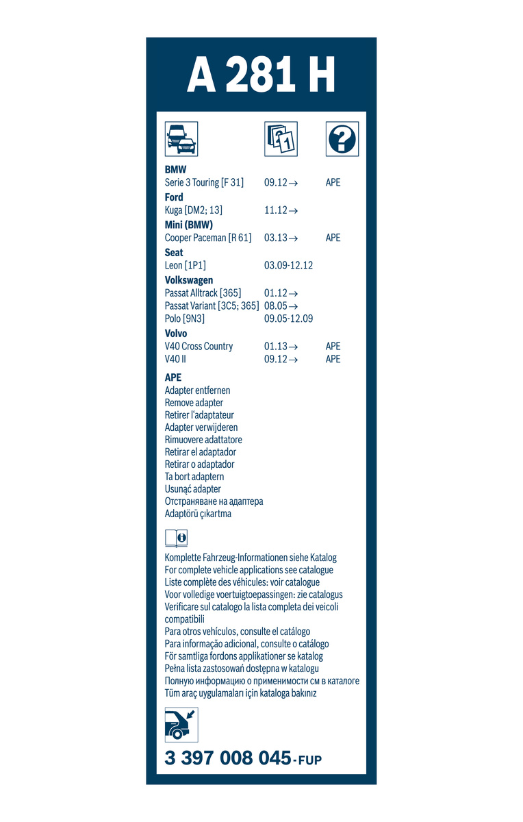 Bosch Ruitenwisserblad 3 397 008 045