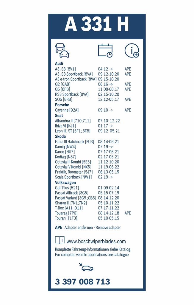 Bosch Ruitenwisserblad 3 397 008 713