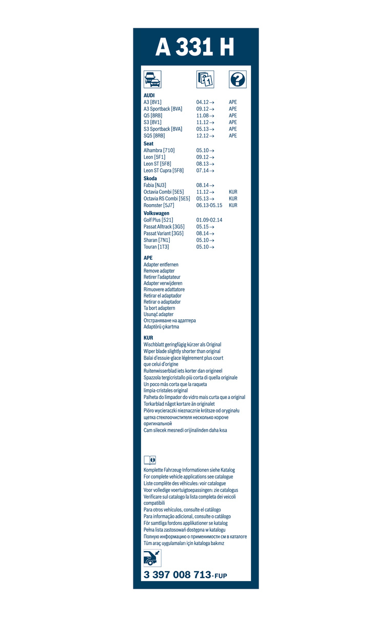 Bosch Ruitenwisserblad 3 397 008 713