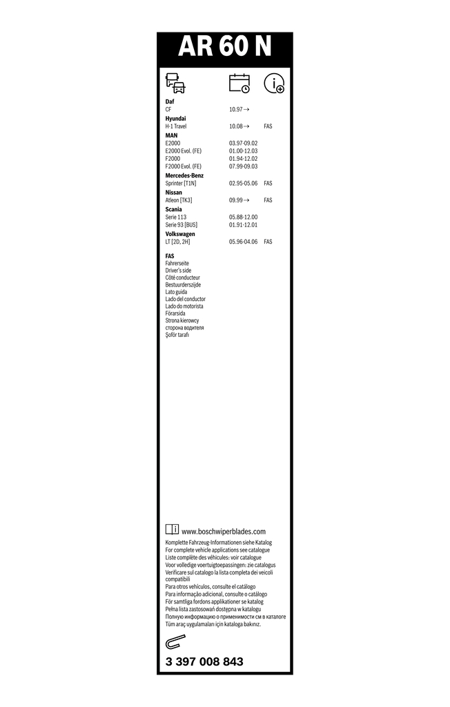 Bosch Ruitenwisserblad 3 397 008 843