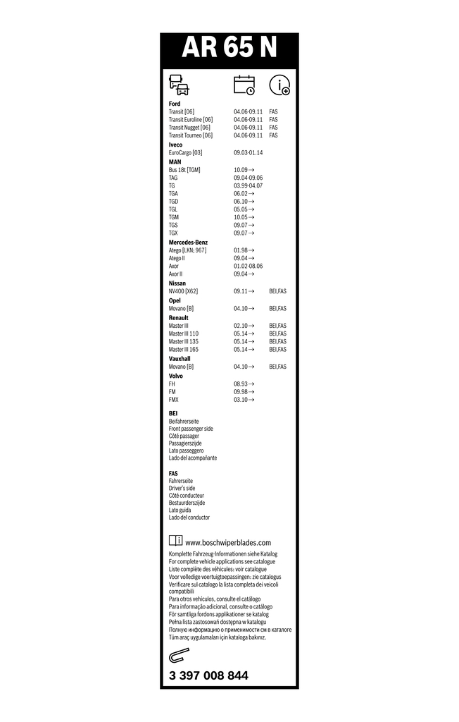 Bosch Ruitenwisserblad 3 397 008 844