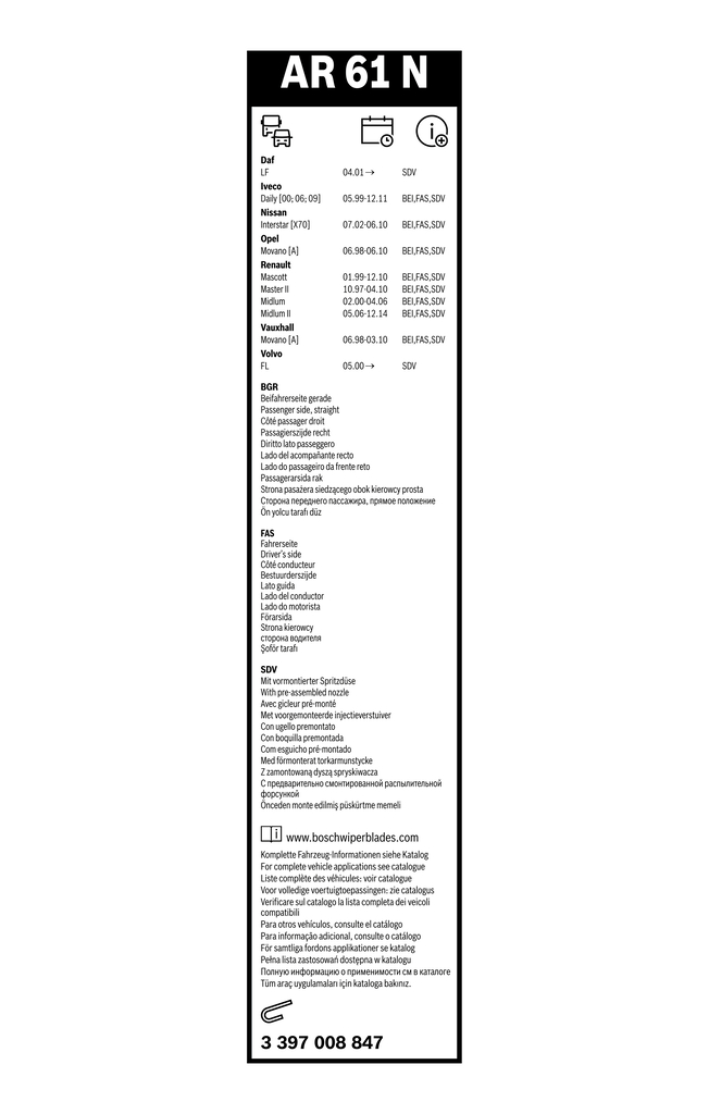 Bosch Ruitenwisserblad 3 397 008 847