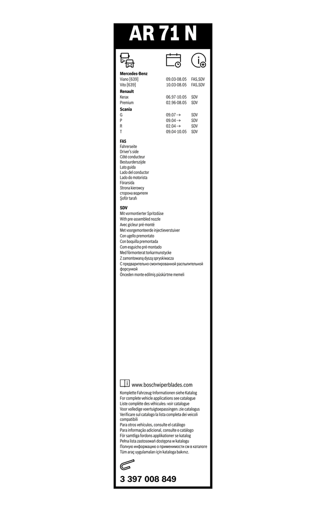 Bosch Ruitenwisserblad 3 397 008 849