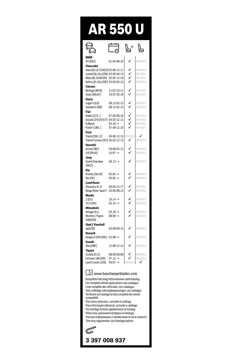 Bosch Ruitenwisserblad 3 397 008 937