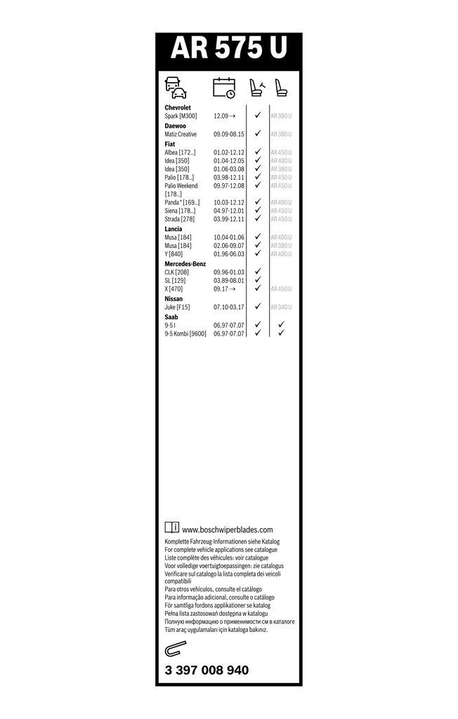 Bosch Ruitenwisserblad 3 397 008 940