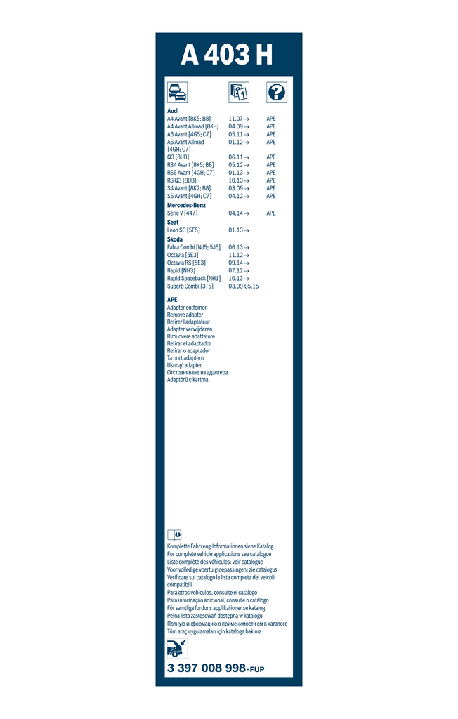 Bosch Ruitenwisserblad 3 397 008 998