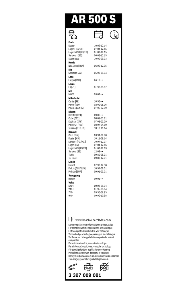 Bosch Ruitenwisserblad 3 397 009 081
