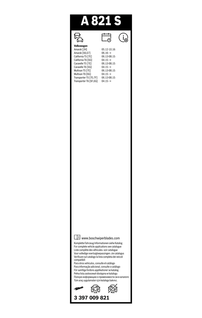 Bosch Ruitenwisserblad 3 397 009 821