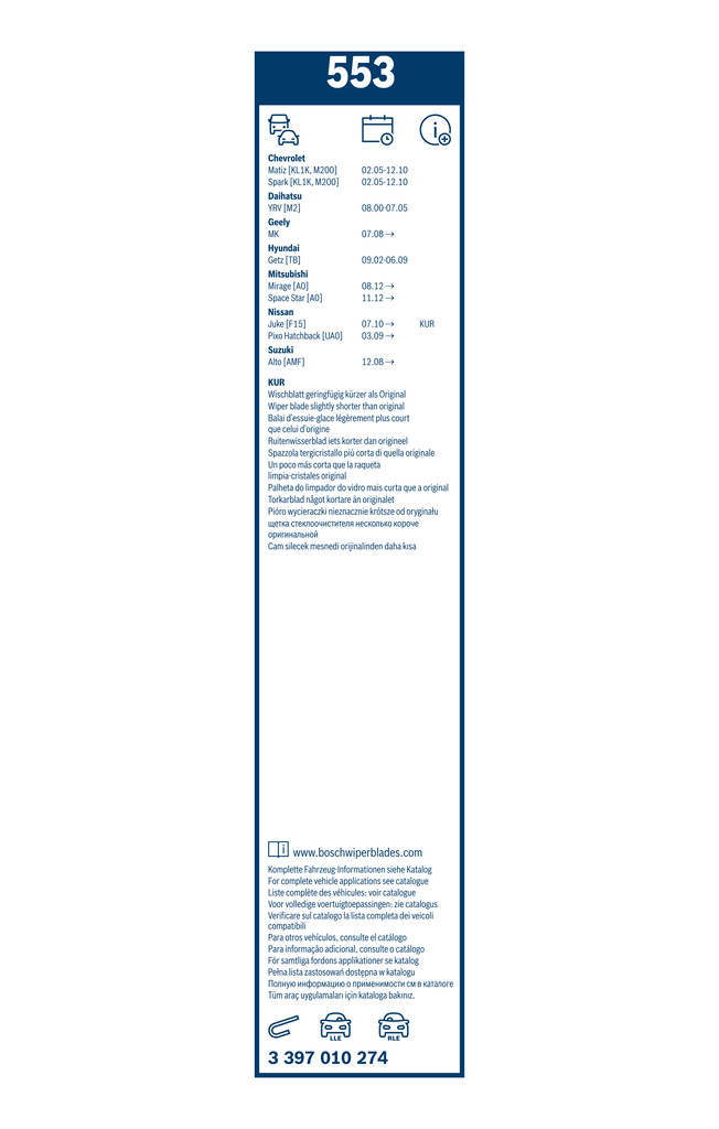 Bosch Ruitenwisserblad 3 397 010 274