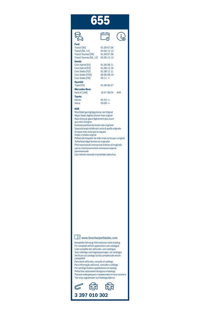 Bosch Ruitenwisserblad 3 397 010 302