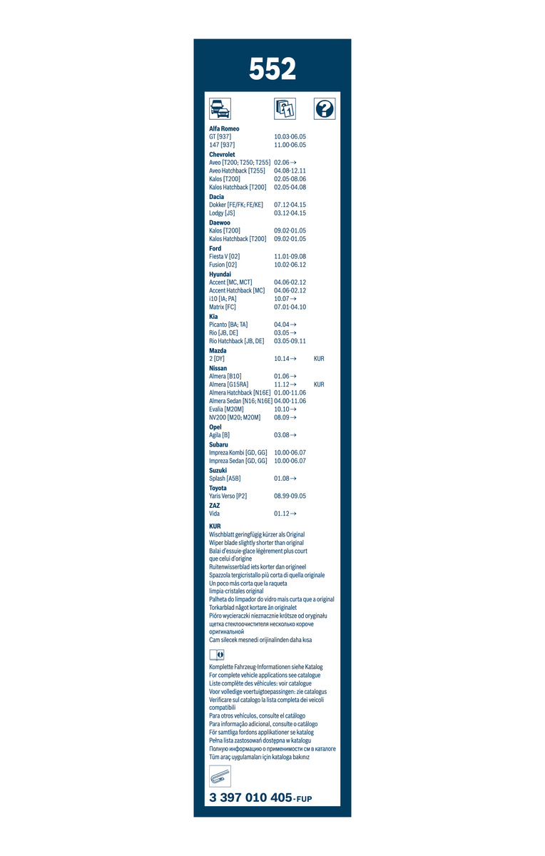 Bosch Ruitenwisserblad 3 397 010 405