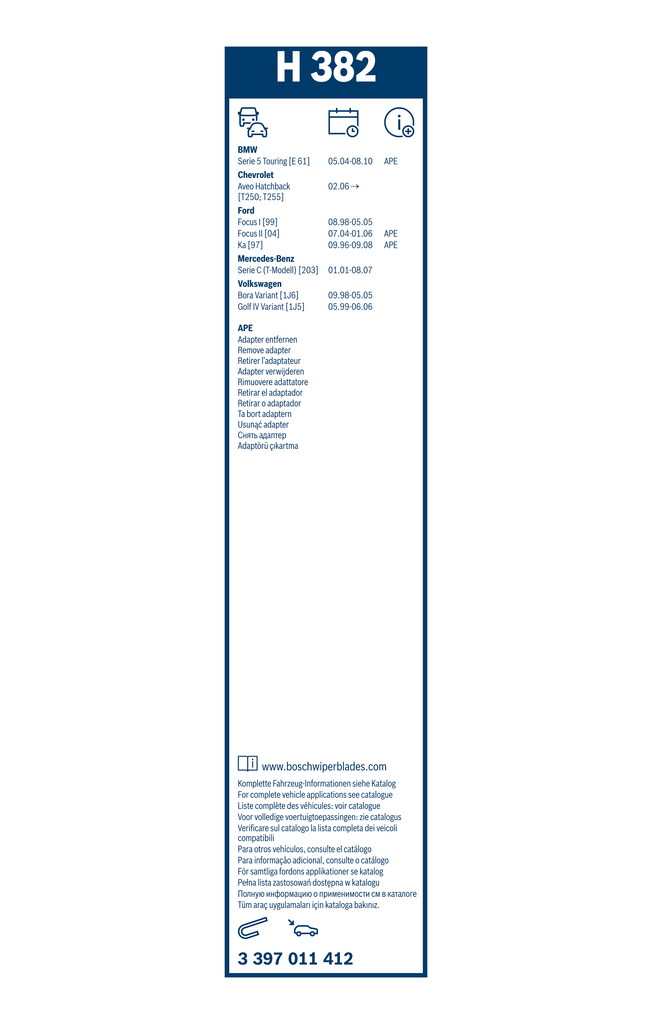 Bosch Ruitenwisserblad 3 397 011 412