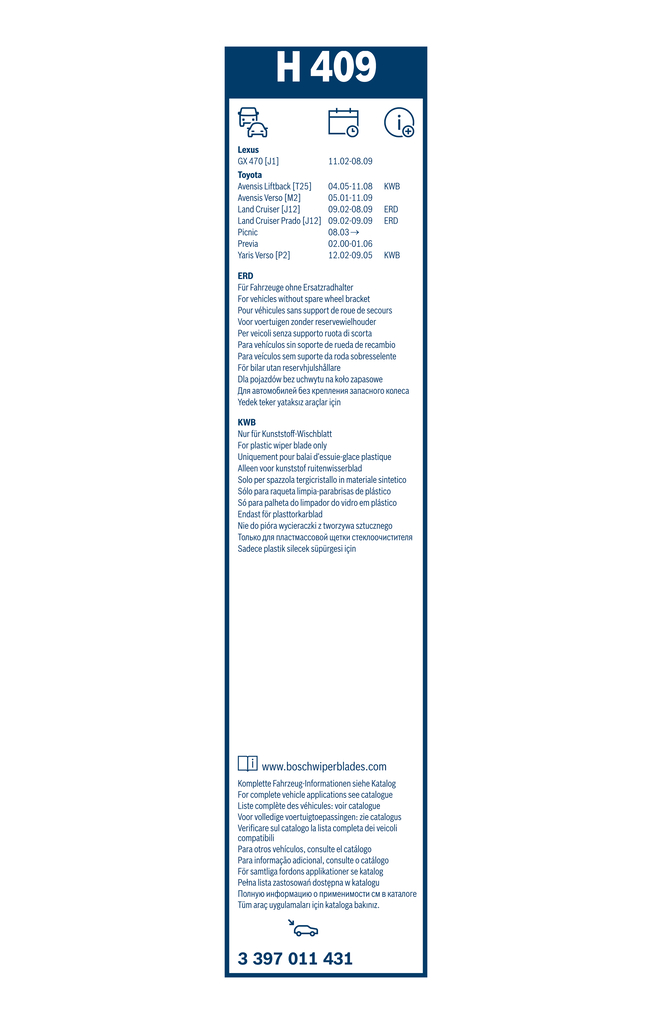 Bosch Ruitenwisserblad 3 397 011 431