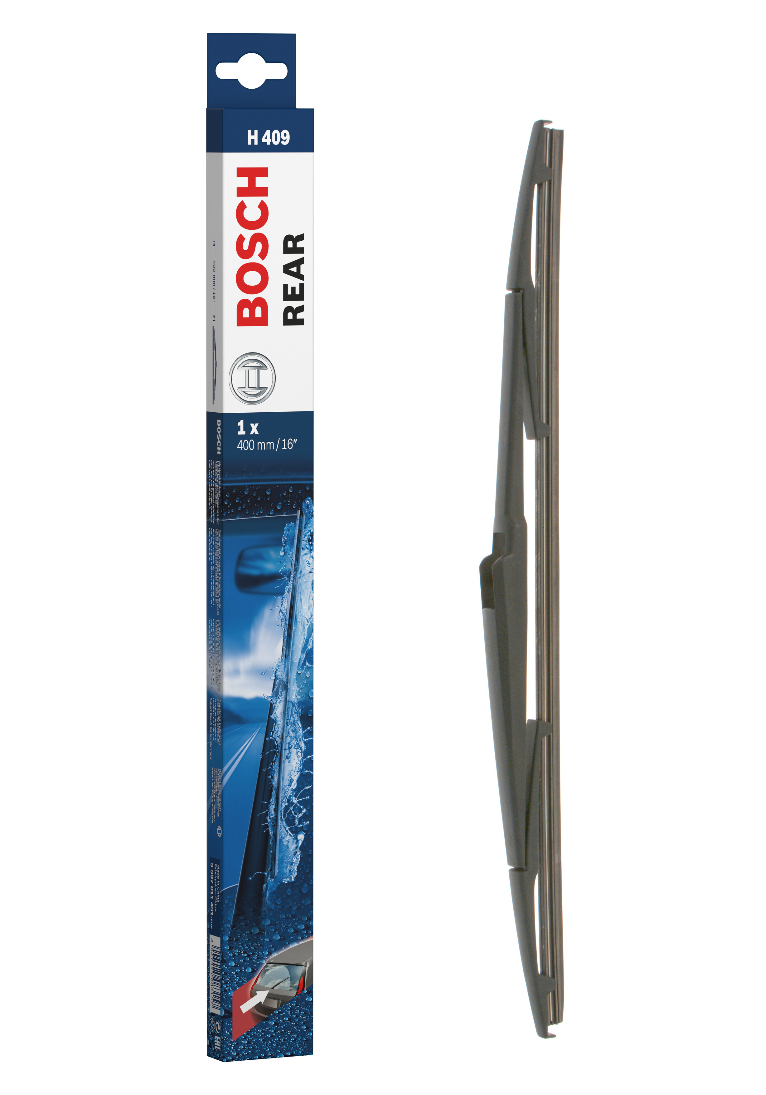 Ruitenwisserblad Bosch 3 397 011 431 - Bosch H409 - Ruitenwisser Rear - Lengte: 400 mm - wisserblad achter