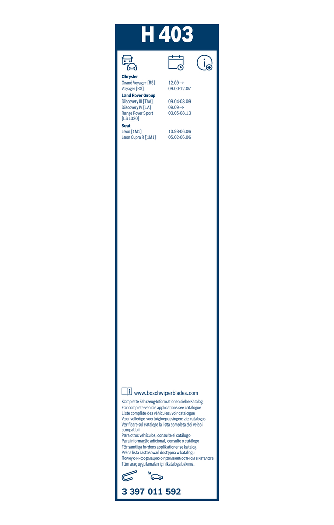 Bosch Ruitenwisserblad 3 397 011 592