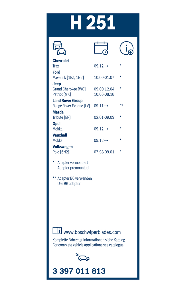 Bosch Ruitenwisserblad 3 397 011 813