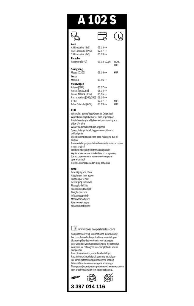 Bosch Ruitenwisserblad 3 397 014 116