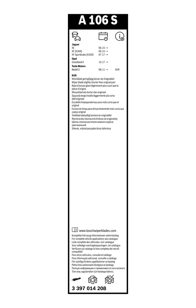 Bosch Ruitenwisserblad 3 397 014 208