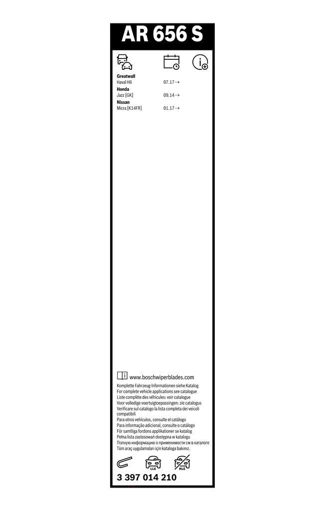 Bosch Ruitenwisserblad 3 397 014 210