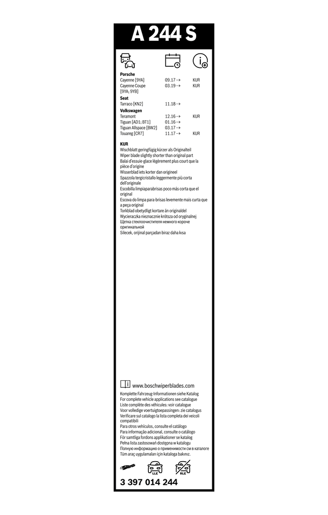 Bosch Ruitenwisserblad 3 397 014 244
