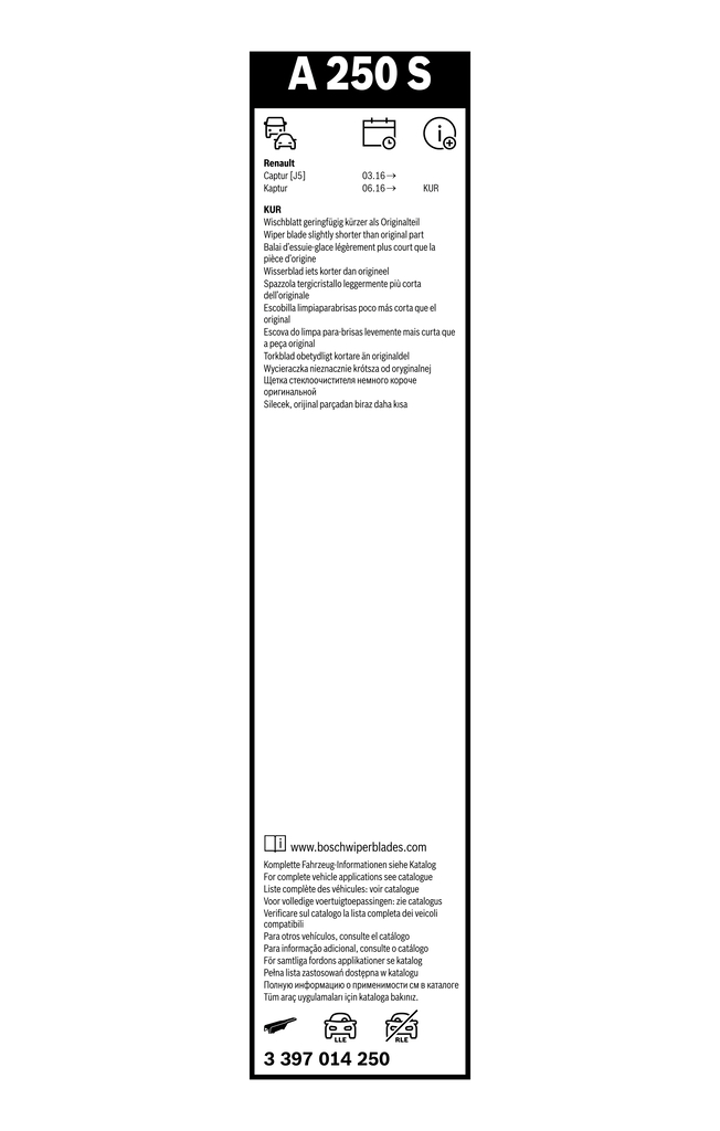 Bosch Ruitenwisserblad 3 397 014 250