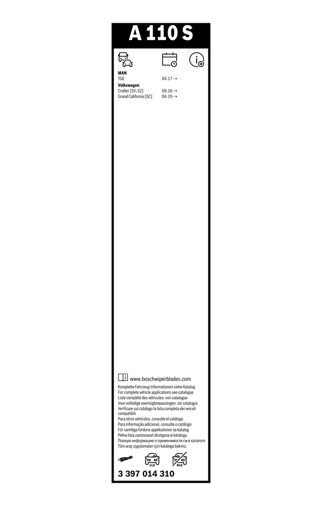 Bosch Ruitenwisserblad 3 397 014 310