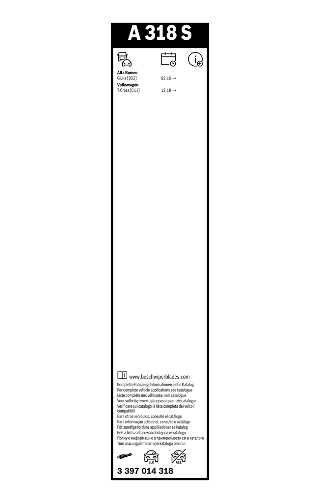 Bosch Ruitenwisserblad 3 397 014 318