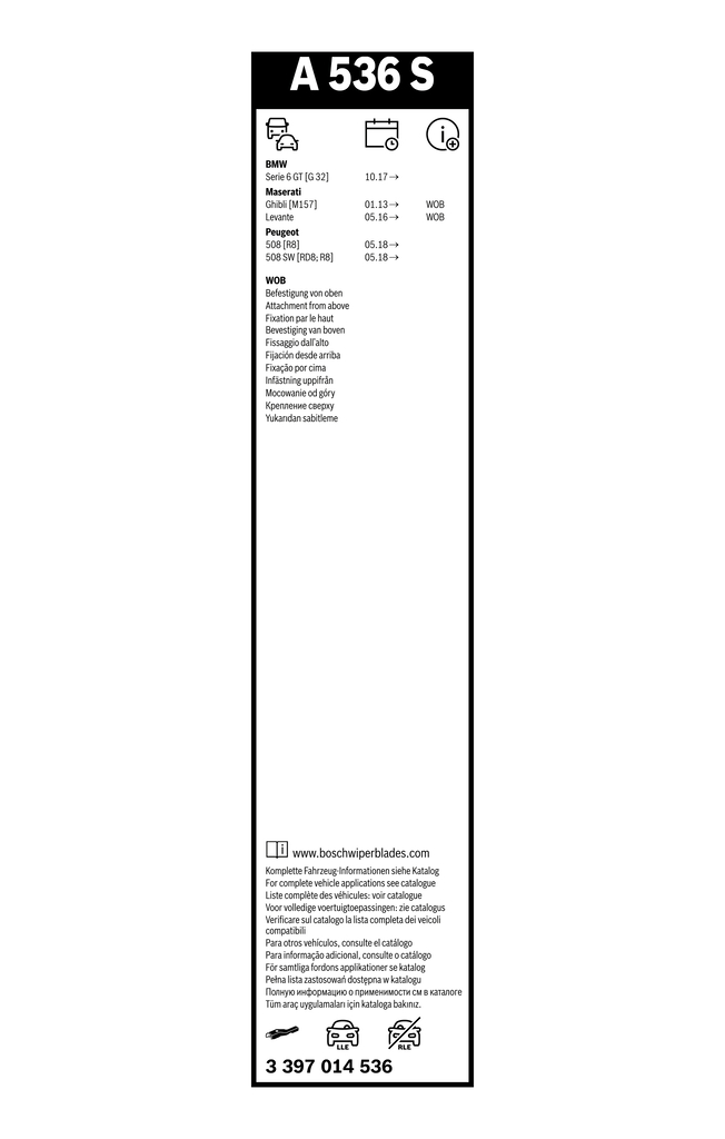 Bosch Ruitenwisserblad 3 397 014 536