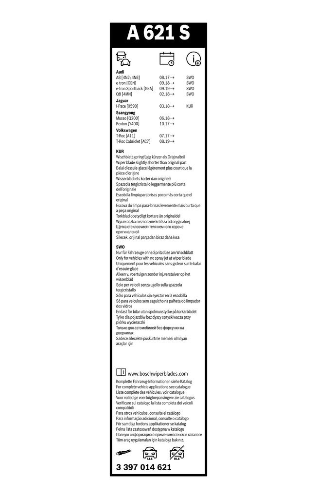 Bosch Ruitenwisserblad 3 397 014 621