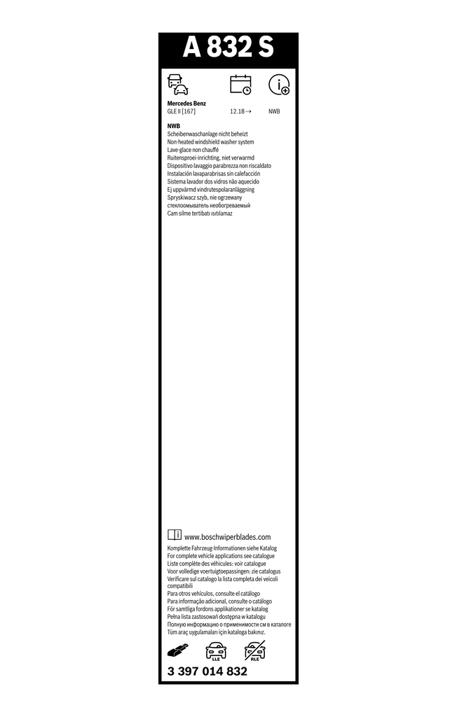 Bosch Ruitenwisserblad 3 397 014 832