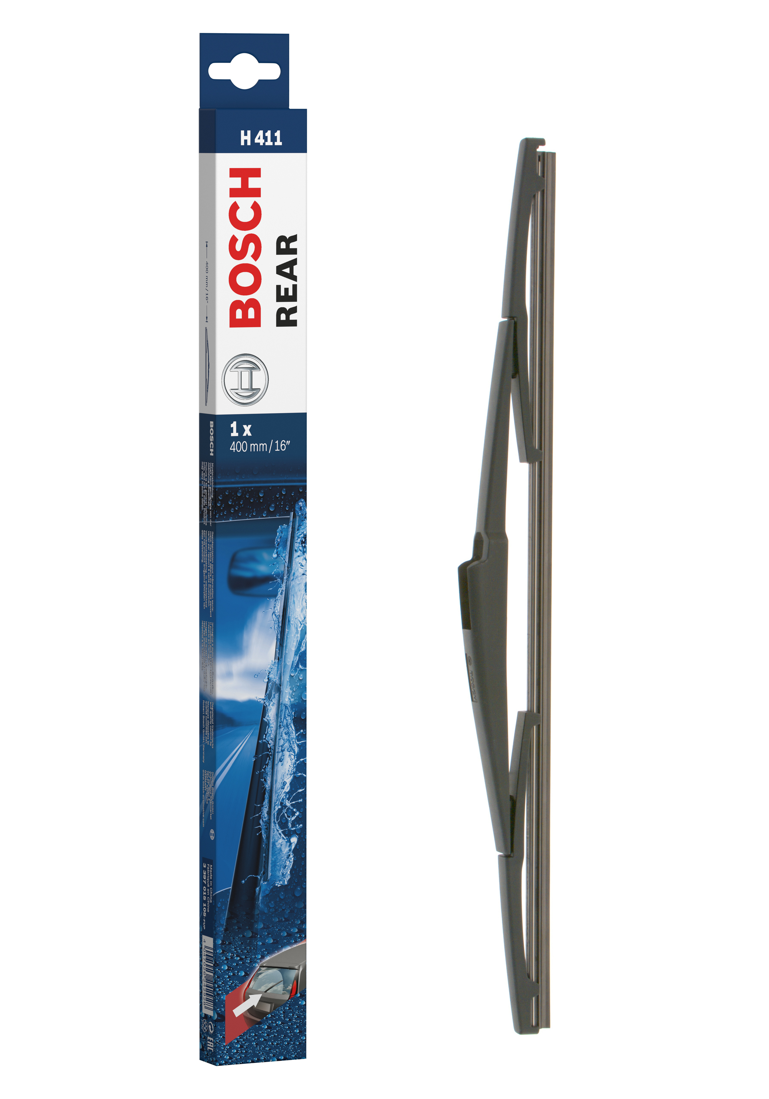 Ruitenwisserblad Bosch 3 397 015 105 - Bosch H411 - Ruitenwisser Rear - Lengte: 400 mm - wisserblad achter