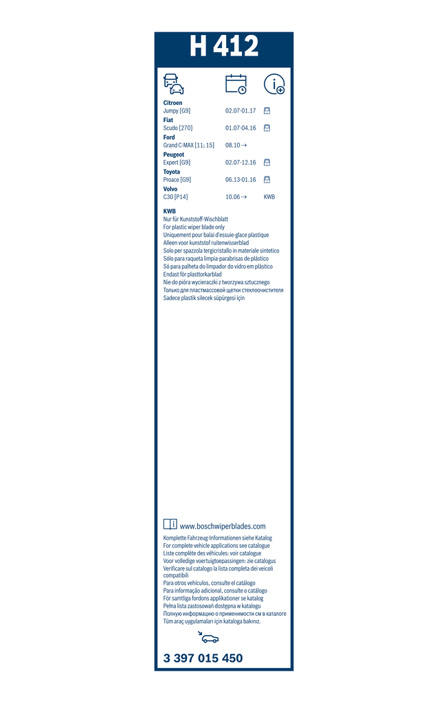 Bosch Ruitenwisserblad 3 397 015 450