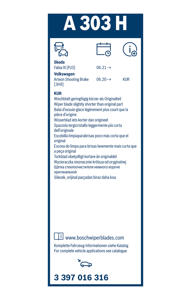 Bosch Ruitenwisserblad 3 397 016 316