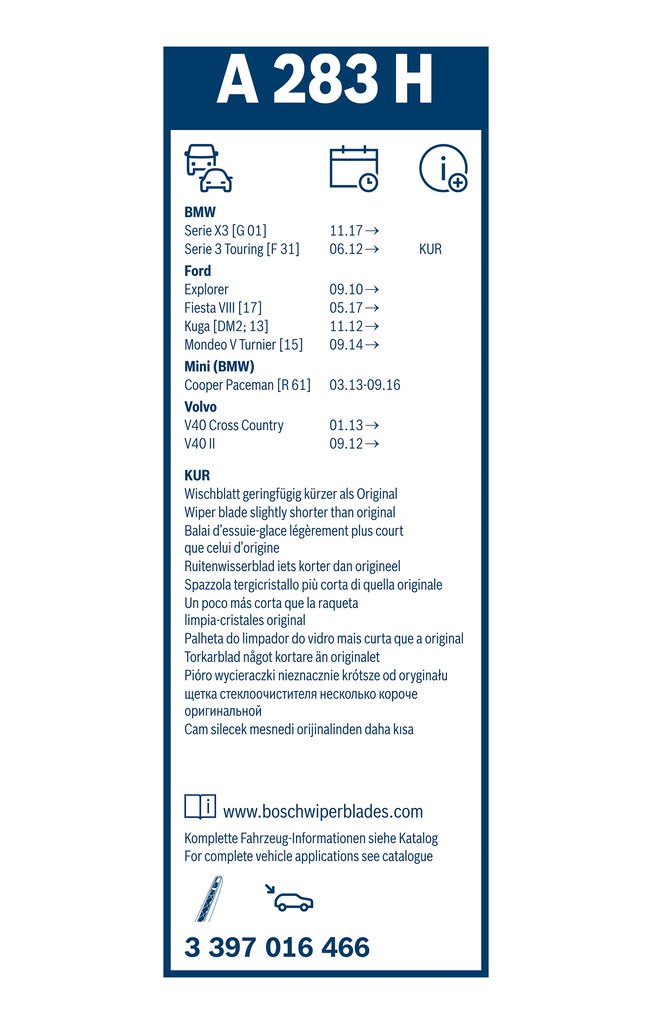 Bosch Ruitenwisserblad 3 397 016 466