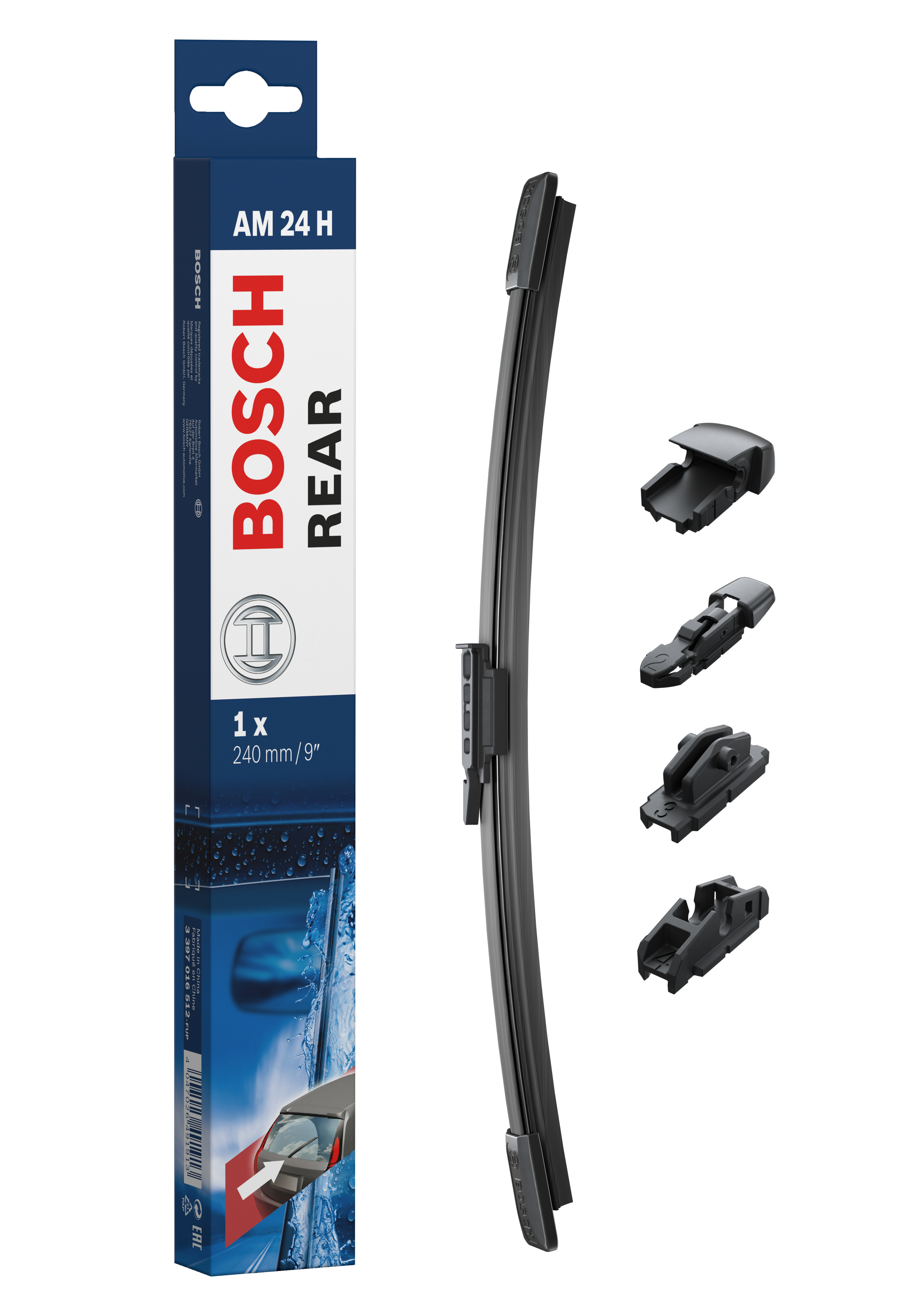 Ruitenwisserblad Bosch 3 397 016 512 - Bosch AM24H - Ruitenwisser Rear - Lengte: 240 mm - wisserblad achter