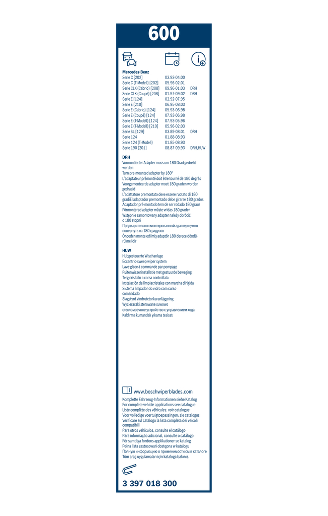 Bosch Ruitenwisserblad 3 397 018 300