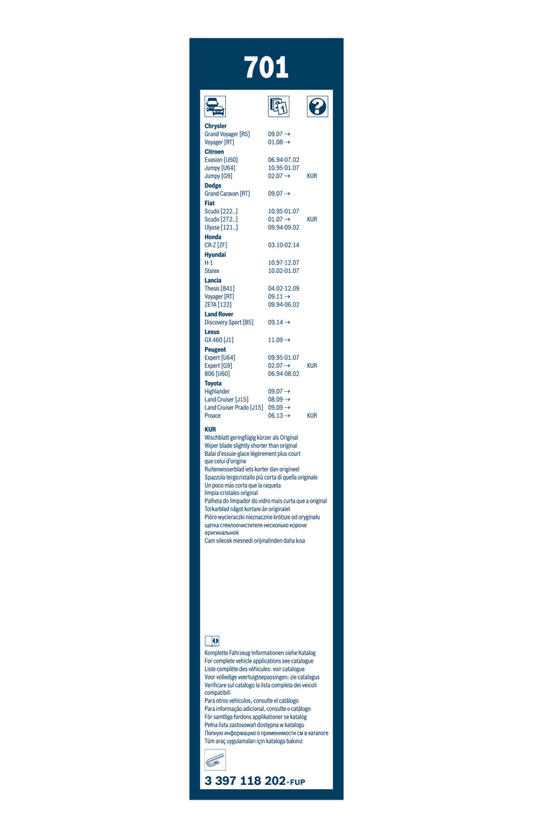 Bosch Ruitenwisserblad 3 397 118 202