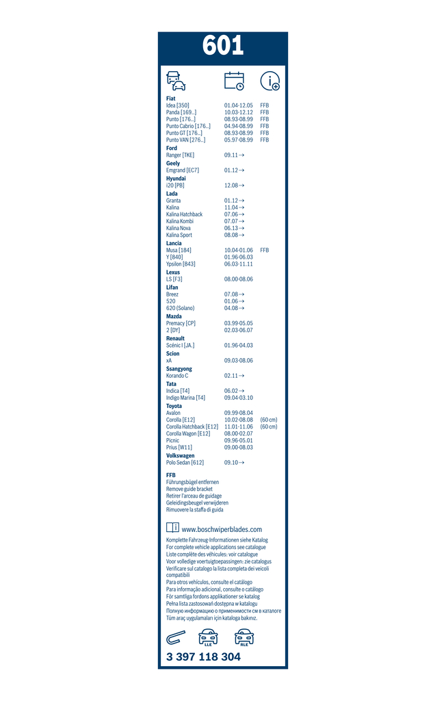 Bosch Ruitenwisserblad 3 397 118 304