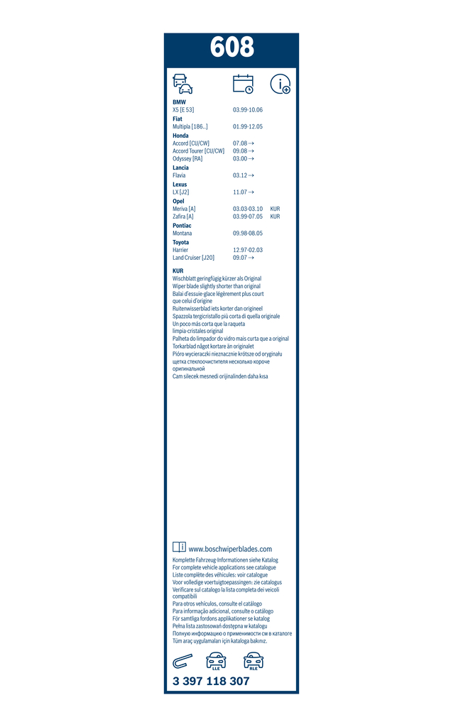 Bosch Ruitenwisserblad 3 397 118 307