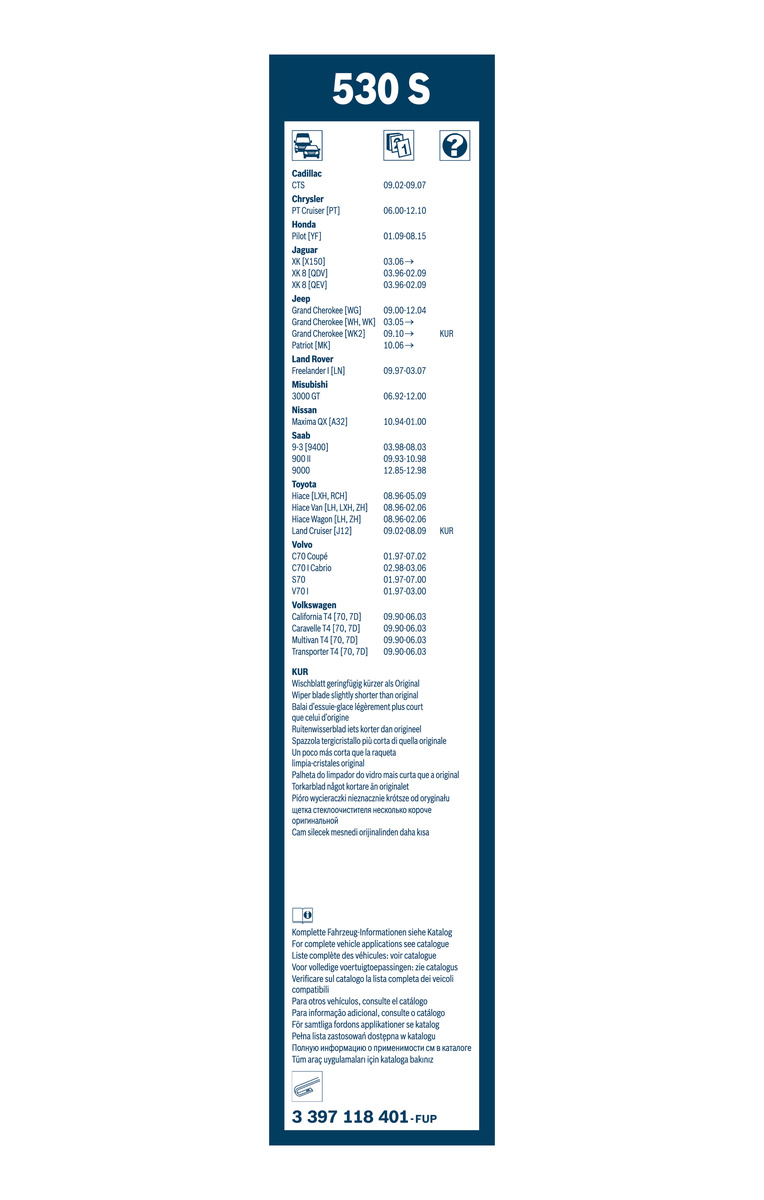 Bosch Ruitenwisserblad 3 397 118 401