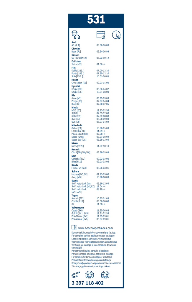 Bosch Ruitenwisserblad 3 397 118 402