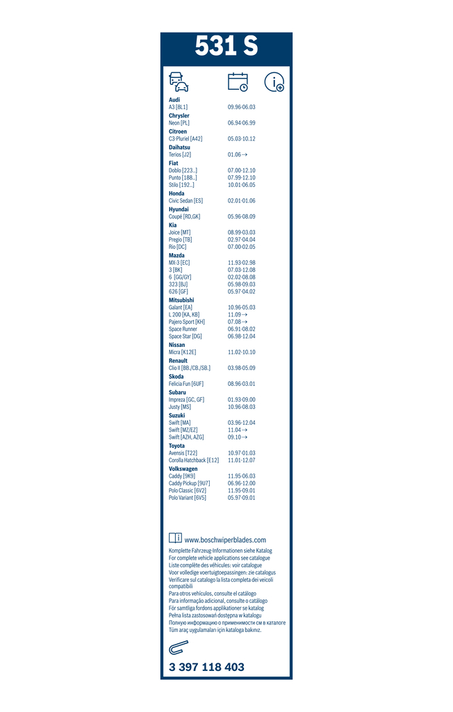 Bosch Ruitenwisserblad 3 397 118 403